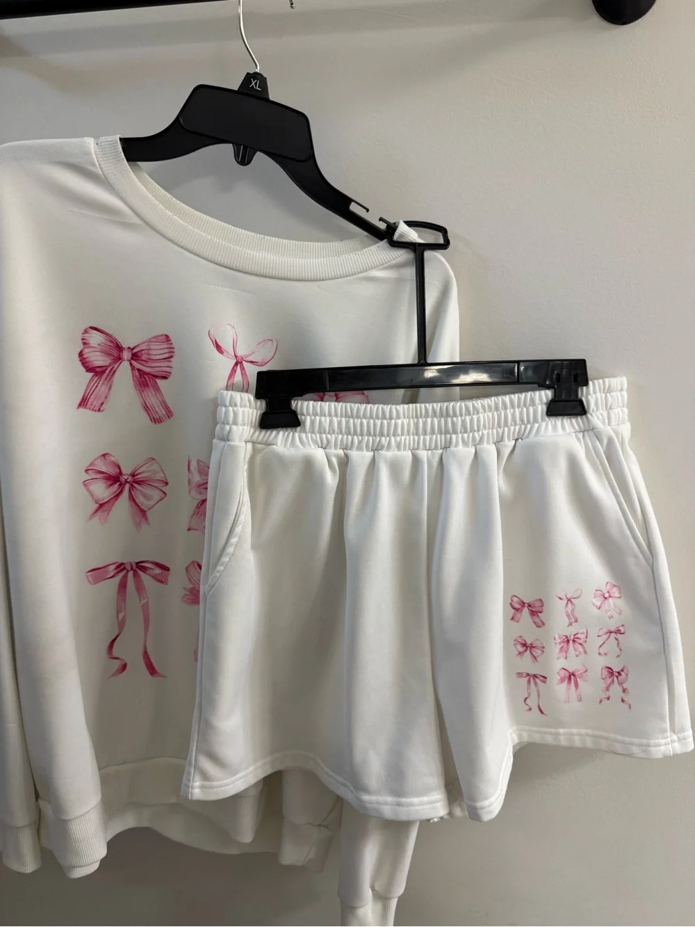 SHEIN White Set with Pink Bow Prints
